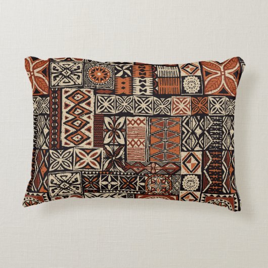 ハワイアンスタイルtapa部族のファブリック抽象芸術パッチwo アクセントクッション (裏面)