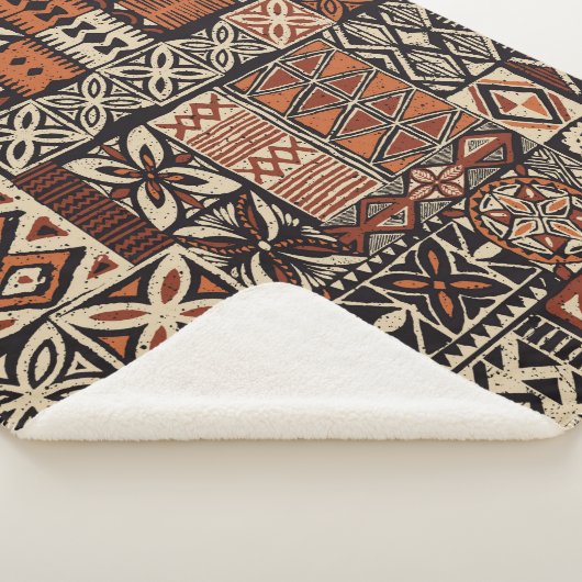 ハワイアンスタイルtapa部族のファブリック抽象芸術パッチwo シェルパブランケット (3/4)