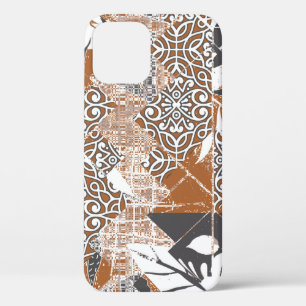 ハワイアンスタイルtapa部族のファブリック抽象芸術パッチwo iPhone 12ケース