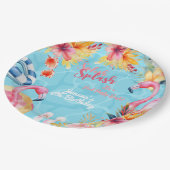 ハワイアンスプラッシュサマープール誕生日パーティー ペーパープレート (アングル)