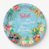 ハワイアンスプラッシュ夏プール誕生日バッシュ ペーパープレート (正面)
