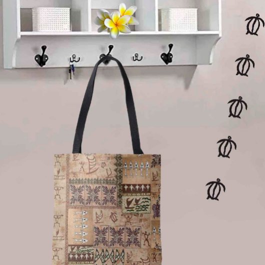 ハワイアンセーリングカヌアンドペトログリフタパトート トートバッグ