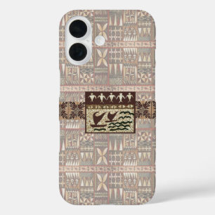 ハワイアンセーリングカヌーとタパフォンケース iPhone 16ケース