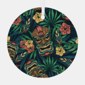 ハワイアンタイキマスク熱帯パターン ガラスオーナメント (裏面)