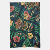 ハワイアンタイキマスク熱帯パターン キッチンタオル (縦)