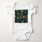 ハワイアンタイキマスク熱帯パターン ベビーボディスーツ (正面)