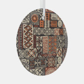 ハワイアンタパ:部族パッチワーク ガラスオーナメント (正面右)