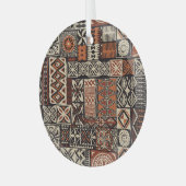 ハワイアンタパ:部族パッチワーク ガラスオーナメント (正面左)