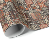 ハワイアンタパ：部族パッチワーク ラッピングペーパー (ロールコーナー)