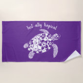 ハワイアンタートルフィッシャーマンエステティックパープル ビーチタオル (正面)