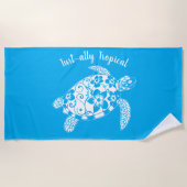 ハワイアンタートルフィッシャーマンエステティックライトブルー ビーチタオル (正面)