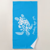 ハワイアンタートルフィッシャーマンエステティックライトブルー ビーチタオル (正面)