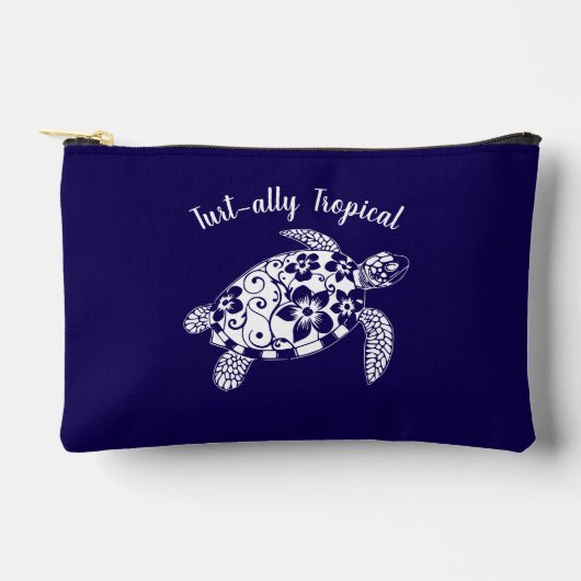 ハワイアンタートルフィッシャーマンコアダークブルー アクセサリーポーチ (正面)