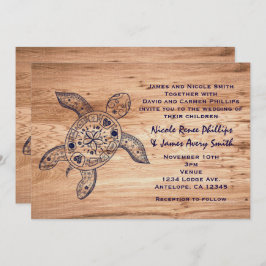 ハワイアンタートルライトウッド結婚式招待状 招待状