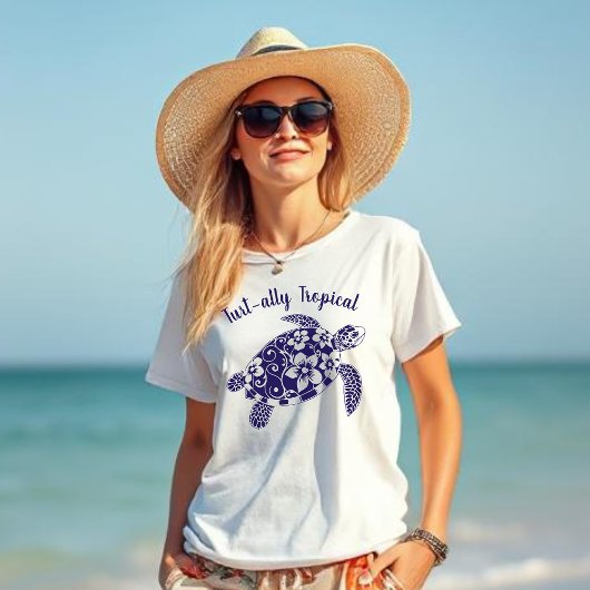 ハワイアンタートル同盟熱帯ダークブルー Tシャツ