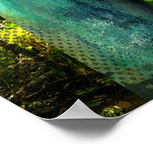 ハワイアンティークターコイズブルーブッダフォトピース ポスター (角)