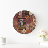 ハワイアントライバル：ヴィンテージファブリックのパッチワーク ラージ壁時計 (ホーム)