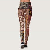 ハワイアントライバル：ヴィンテージファブリックのパッチワーク レギンス (裏面)