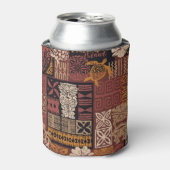 ハワイアントライバル：ヴィンテージファブリックのパッチワーク 缶クーラー (缶正面)
