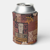 ハワイアントライバル：ヴィンテージファブリックのパッチワーク 缶クーラー (缶裏面)