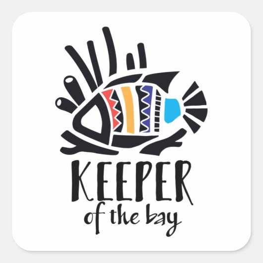 ハワイアントリガーフィッシュ（熱帯の色） スクエアシール (正面)