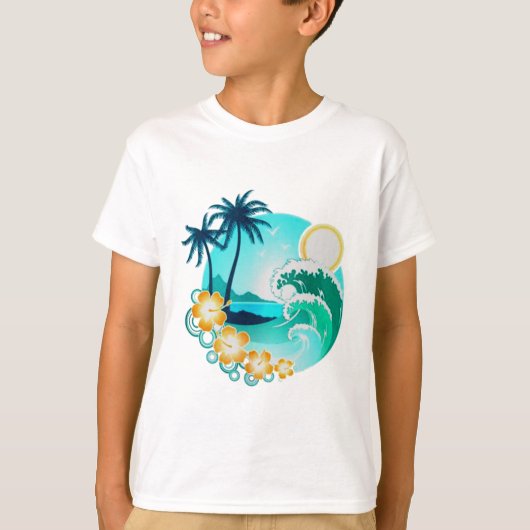 ハワイアントロピカルサーフアート Tシャツ (正面)