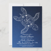 ハワイアントロピカルタートルブルーブライダルシャワー 招待状 (正面)