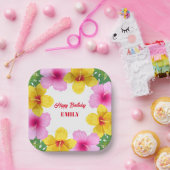 ハワイアントロピカルハイビスカスバースデーパーティー ペーパープレート (パーティー)