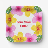 ハワイアントロピカルハイビスカスバースデーパーティー ペーパープレート (正面)