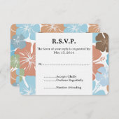 ハワイアントロピカルハイビスカスフラワーウェディングRSVP 出欠カード (正面/裏面)