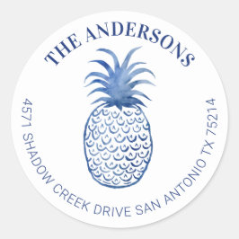ハワイアントロピカルパイナップル差出人住所ラベル ラウンドシール