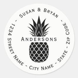 ハワイアントロピカルパイナップル差出人住所ラベル ラウンドシール