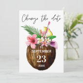 ハワイアントロピカルフラワーココナッツ 予定変更カード 招待状 (スタンド正面)