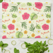 ハワイアントロピカルフローラアロハバースデーパーティー キッチンタオル (折り畳み)