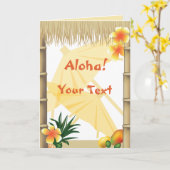 ハワイアントロピカルルアウ(ハワイ式宴会)パーティーアロハグリーティング カード (黄色い花)