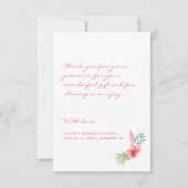 ハワイアントロピカル結婚リースの感謝していユーザ サンキューカード (裏面)