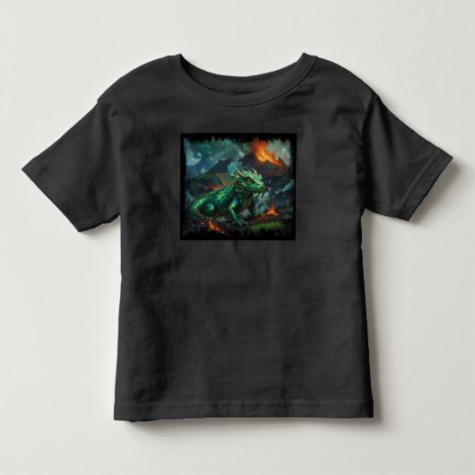 ハワイアンドラゴン溶岩の上で体を温める トドラーTシャツ (正面)