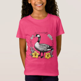 ハワイアンネネと黄色のハイビスカスのイラスト Tシャツ