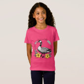 ハワイアンネネと黄色のハイビスカスのイラスト Tシャツ (正面フル)