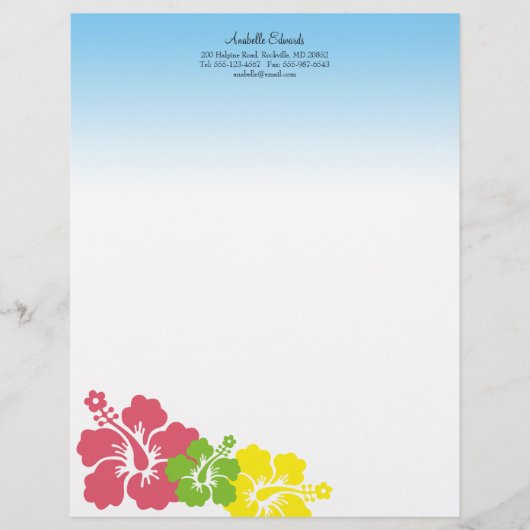 ハワイアンハイビスカスの花の熱帯ピンクの夏 レターヘッド (正面)