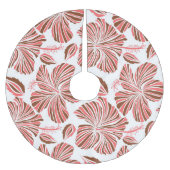 ハワイアンハイビスカスの花:茶色の熱帯スタイル。 ブラッシュドポリエステルツリースカート (正面)