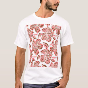 ハワイアンハイビスカスの花:茶色の熱帯スタイル。 Tシャツ