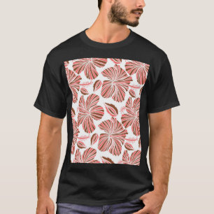ハワイアンハイビスカスの花:茶色の熱帯スタイル。 Tシャツ