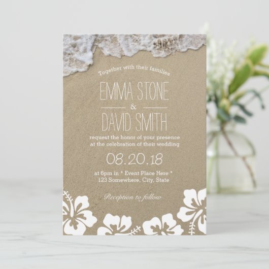 ハワイアンハイビスカスサマービーチ目的地ウェディング 招待状 (スタンド正面)