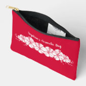 ハワイアンハイビスカストロピカルフラワーズさくらんぼ赤 アクセサリーポーチ (見開き)