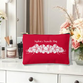 ハワイアンハイビスカストロピカルフラワーズさくらんぼ赤 アクセサリーポーチ