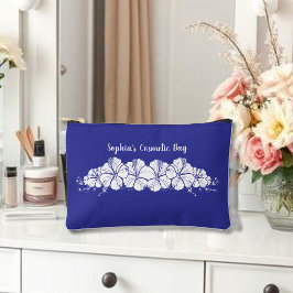 ハワイアンハイビスカストロピカルフラワーズブルー アクセサリーポーチ