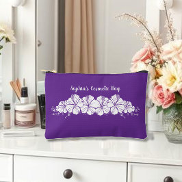 ハワイアンハイビスカストロピカルフラワーパープル アクセサリーポーチ