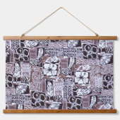 ハワイアンハイビスカスバーククロス 吊り下げ型タペストリー (正面)