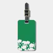 ハワイアンハイビスカスフラワーアートオングリーンラゲージタグ ラゲッジタグ (正面縦)